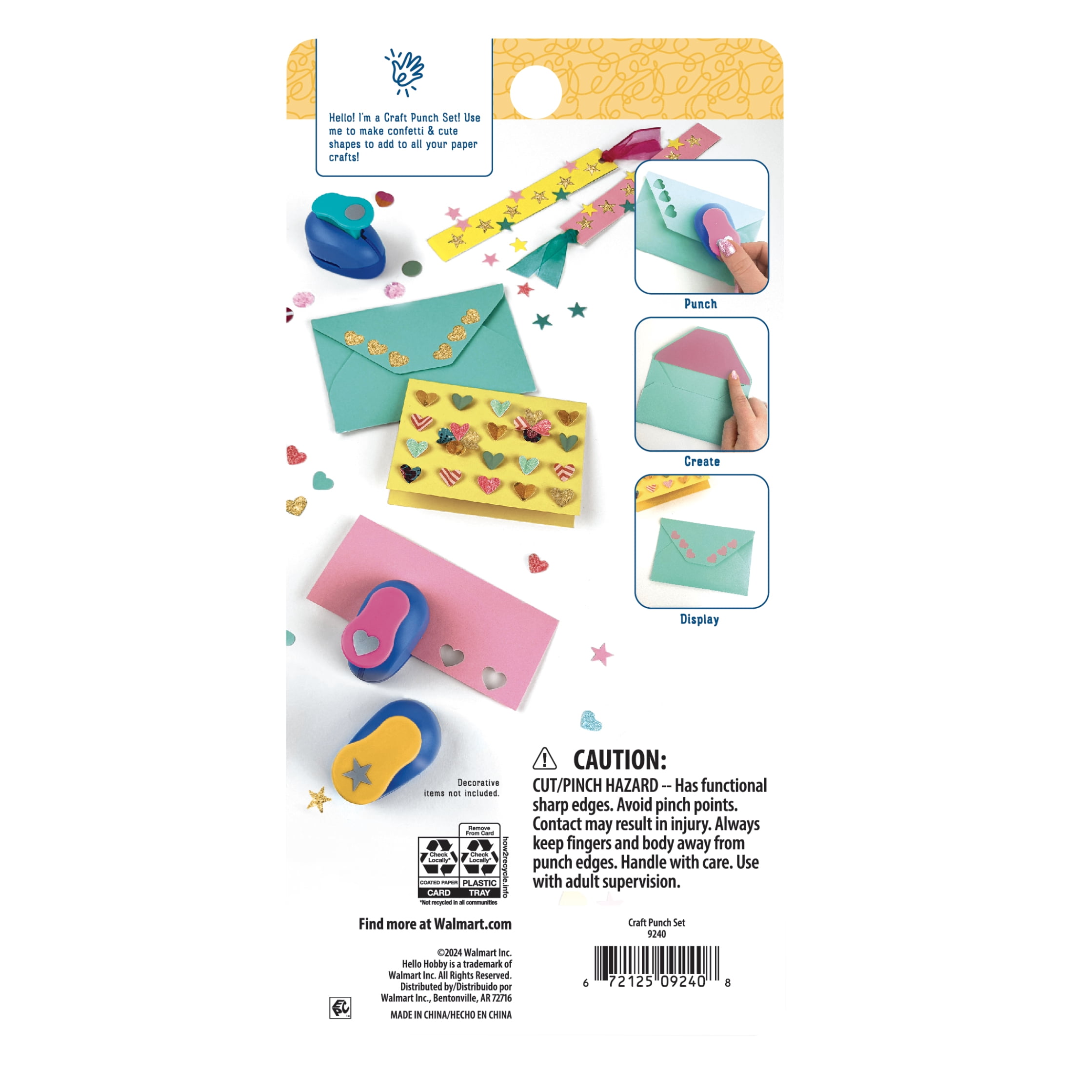 Hello Hobby Craft Punch Set, 3 Shaped Craft Punches, Unisex Child