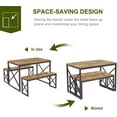 thumbnail image 2 of VECELO 43.3" Modern 3-Piece Dining/Kitchen Table Set with 2 Benches, Sturdy Metal Frame and MDF Board, Brown, 2 of 10