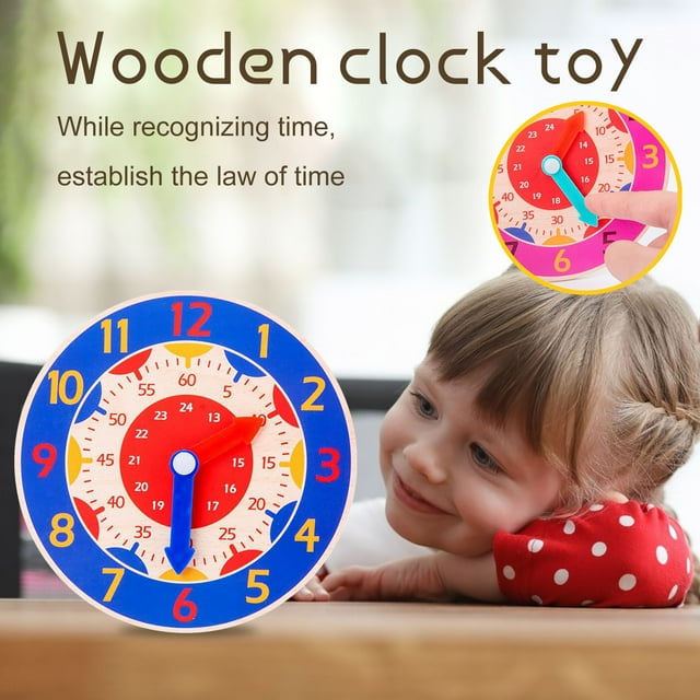 Montessori Wooden Clock Toy For Kids Learning With Hours Seconds Educational Games
