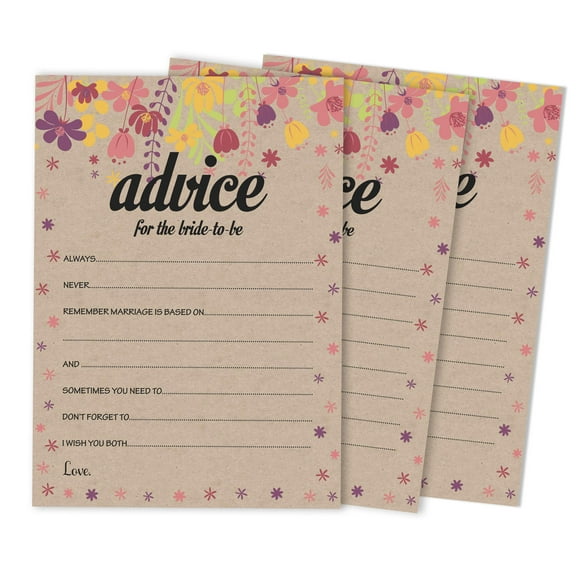 Inkdotpot Bridal Shower Games Advice For The Bride Set Of 50Rustic Kraft FloralMad Libs Game ActivityCards