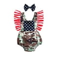 thumbnail image 1 of Gureui Toddler Infant Baby Boys Girls Suit, Independence Day Star Stripe Print Camouflage Fly Sleeve Square Neck Romper + Headband 2Pcs Clothes Set, 1 of 9