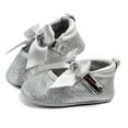 thumbnail image 2 of XIMIN Baby Girls Mary Jane Flats Sparkly Bowknot Princess Dress Crib Shoes Non-Slip Lightweight First Walkers Dress Shoes Fall Boots (6-12 Months, Silver), 2 of 8