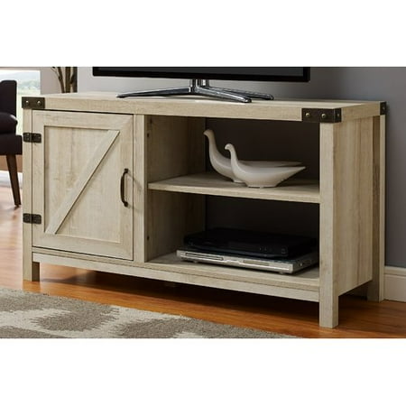 Oak Printer Stand - 44 inch Rustic Farmhouse Barn Door Console - White Oak