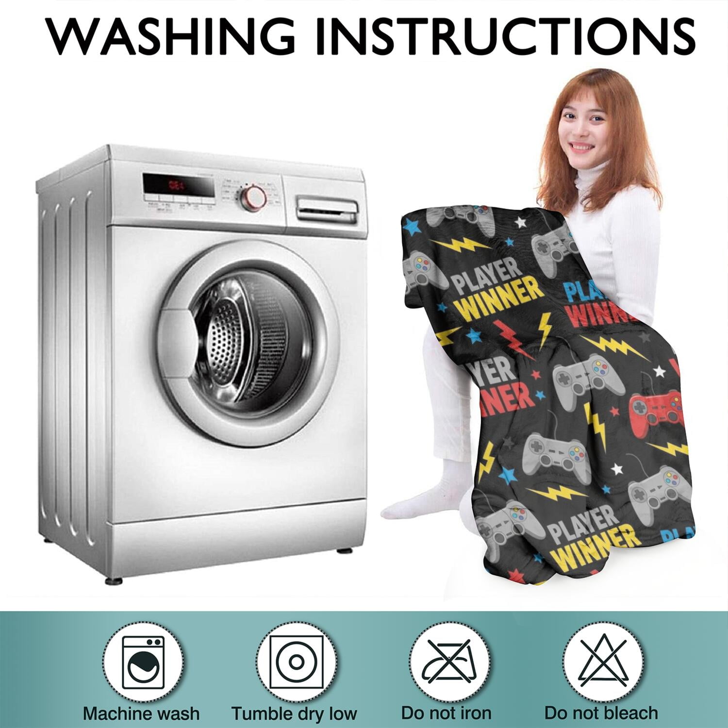 Wearable Oversized Blanket,Multicolor Controllers Games Text Black Pattern Wearable Blanket Hoodie for Adults,Cozy Hooded Blankets with Super Pockets,Super Warm Fuzzy Pullover for Women & Men