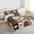thumbnail image 3 of Homewish Sport Football 3-Piece Full Size Comforter Sets for Kids Children Teens,Geometric Plaid Grid Bedding Comforter Set,Ball Gamer Baseball Lightweight Bedding Sets,Super Cozy Room Decor, 3 of 8