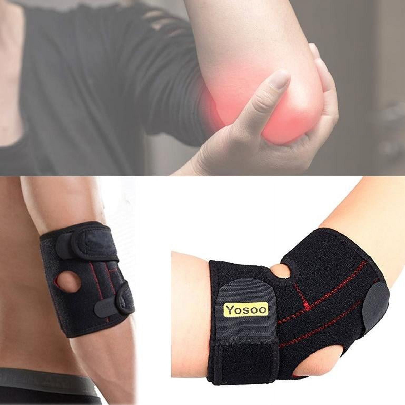 HERCHR Elbow Brace, Sports Fitness Compression Pad Elbow Arm  Brace Support  for Men and Women