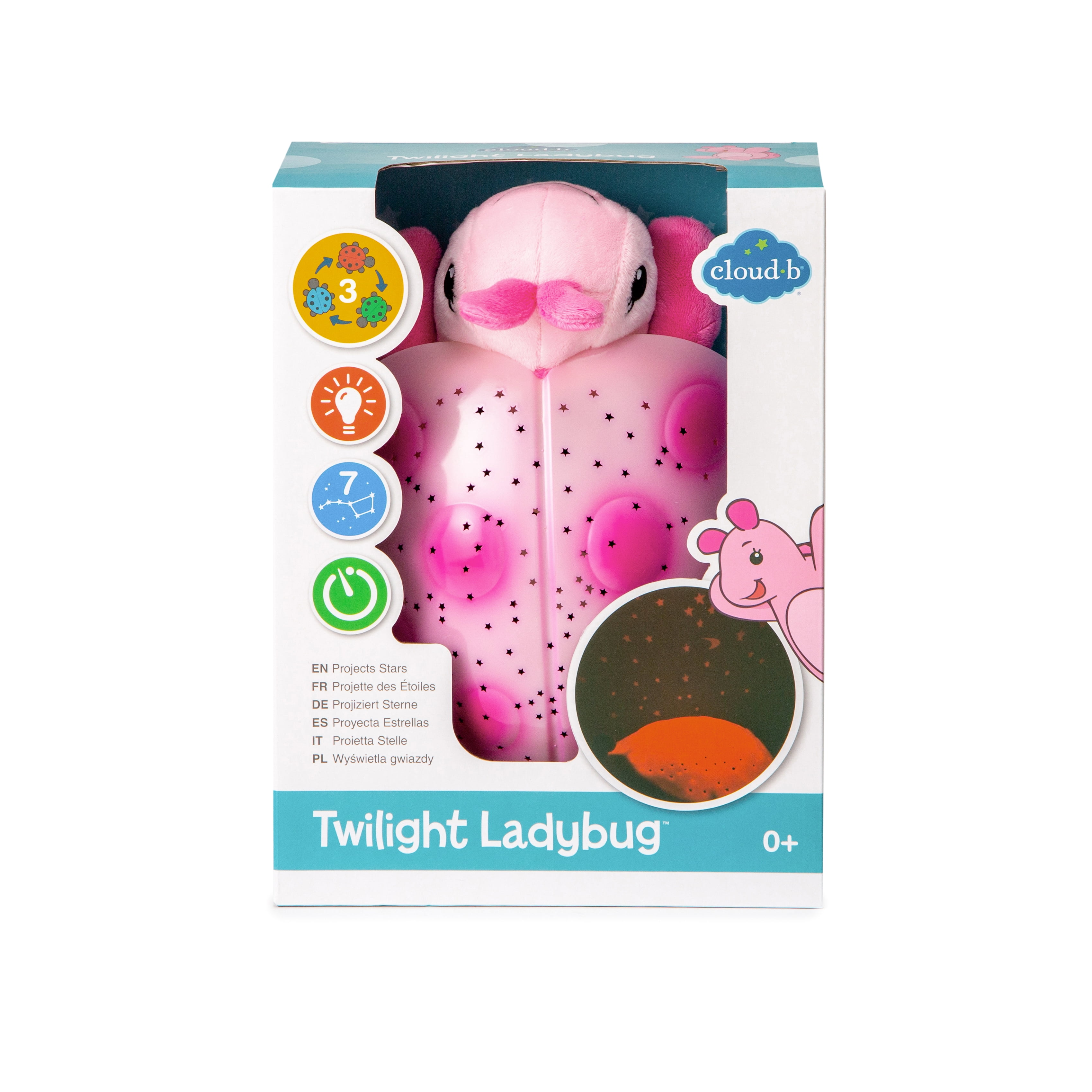 Cloud B Twilight Ladybug Star Constellation LED Night Light, Pink