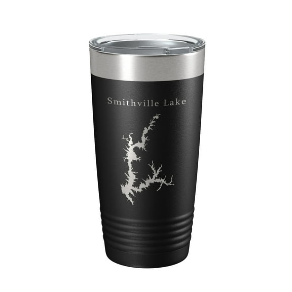 Smithville Lake Map Tumbler Travel Mug Insulated Laser Engraved Coffee Cup Missouri 20 oz Black