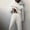 White, variant on Women's Cozy Outfit Sets Solid Color Hooded Pullover Sweatshirt with Elastic Waist Long Pants