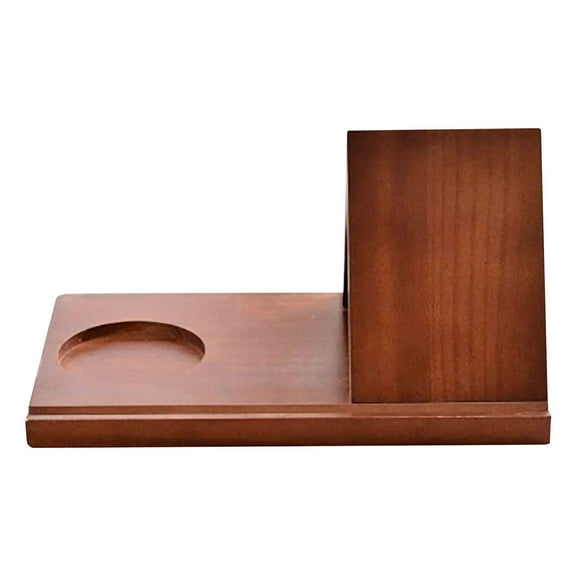 Wooden Book Stand and Rest Holder for Reading with Integrated Phone and Cup Support Natural Desktop Organizer