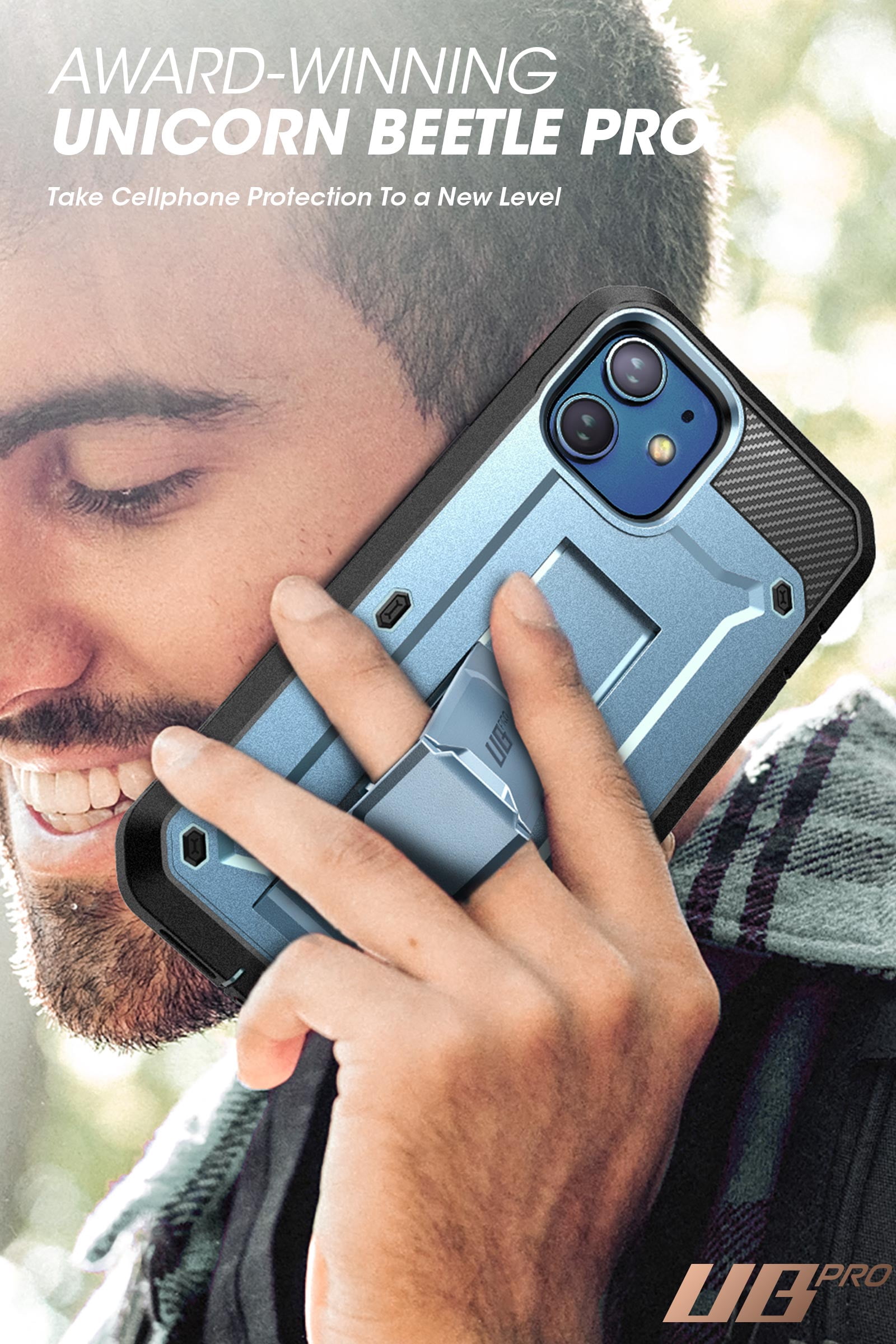 SUPCASE Unicorn Beetle Pro Series Case for iPhone 12 / iPhone 12 Pro (2020 Release) 6.1 Inch, Built-in Screen Protector Full-Body Rugged Holster Case (Cerulean)