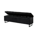 thumbnail image 4 of Inspired Home Hector Velvet Storage Bench, Black, 4 of 8
