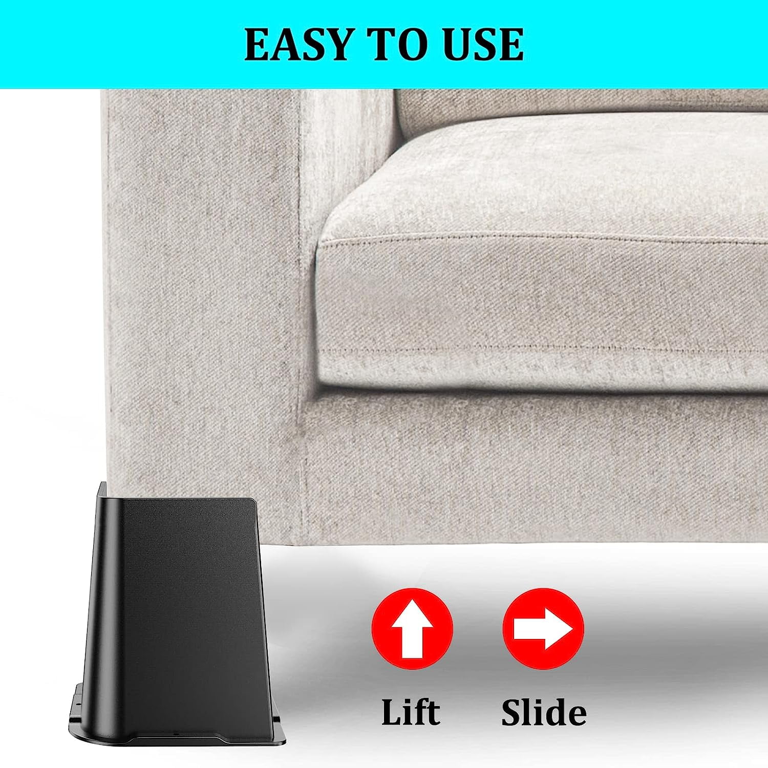 Rirool 4 inch Adjustable Bed Lifts, Heavy Duty Stackable Furniture Riser, Set of 4 Bed Elevators  (图5) Rirool 4 inch Adjustable Bed Lifts, Heavy Duty Stackable Furniture Riser, Set of 4 Bed Elevators  (图5)