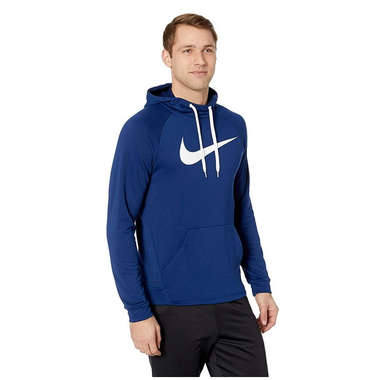 Nike Swoosh Pullover Dry Training Hoodie Blue Void White