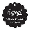 thumbnail image 1 of 100 PCS Enjoy! Customized Scallop Edges Hang Tags Personalized Wedding Favor Gift Paper Tags, 1 of 1