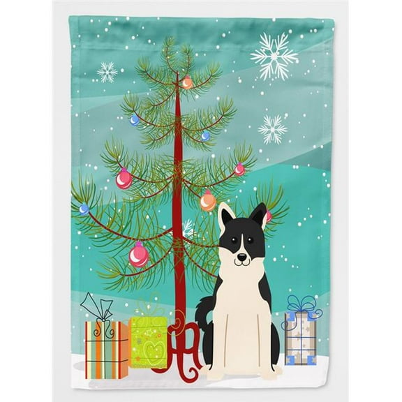 Caroline's Treasures BB4154CHF Merry Christmas Tree Russo-European Laika Spitz Flag Canvas House Size , Large,