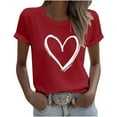 thumbnail image 2 of Craaazy Women's Heart Print Short Sleeve Round Neck Top Valentines T-Shirt Gifts, 2 of 4