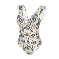 thumbnail image 4 of Yiaed Snake Print Women's Ruffled One Piece Swimsuit V Neck Swimwear Slimming Monokini for Woman-X-Large, 4 of 8