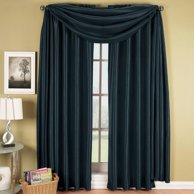 Royal Hotel Bedding Soho Navy Rod Pocket Window Curtain Panel, Solid Pattern, 42x96 inches