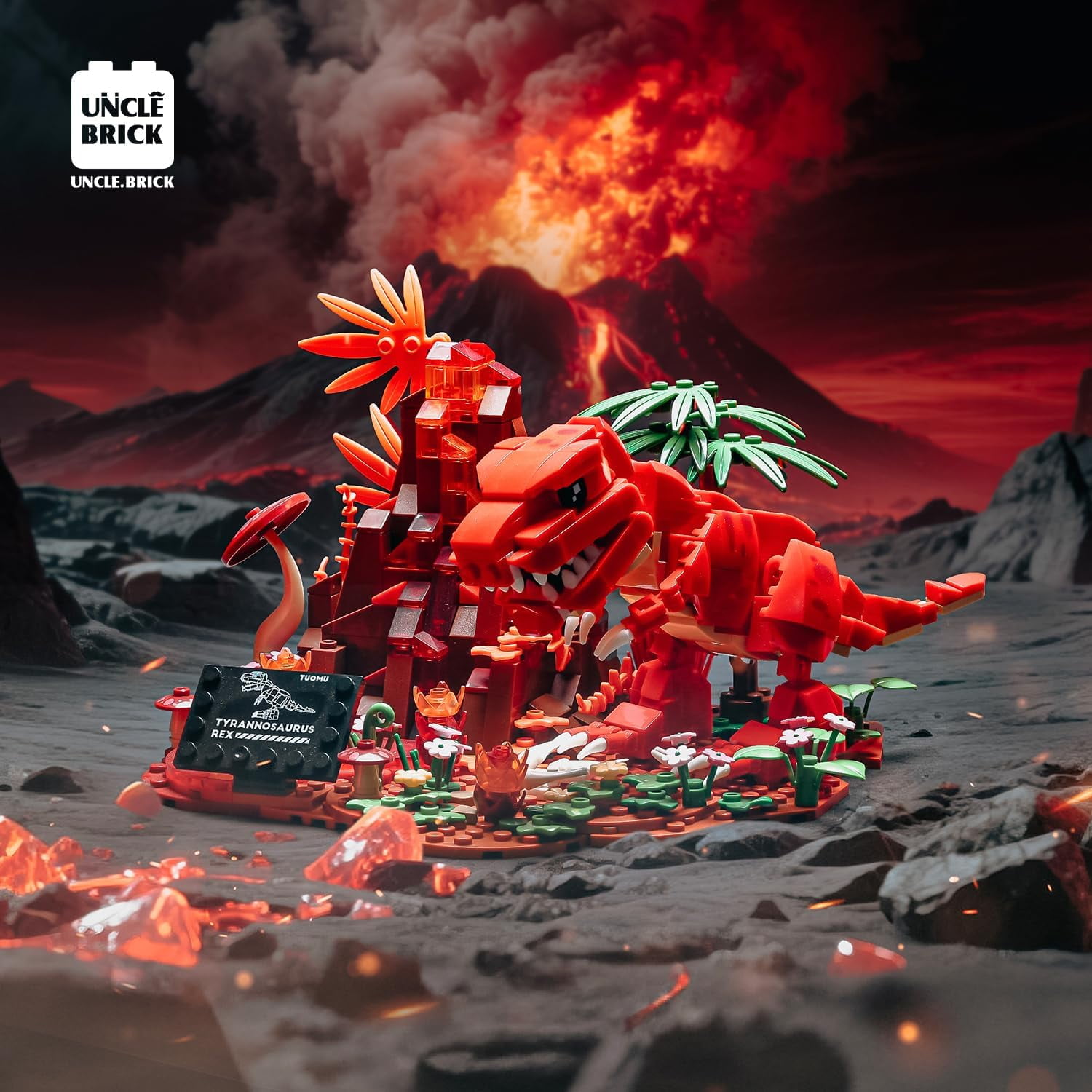 Dinosaur World Building Block Set,T.Rex Dinosaur Park Sets T.rex and Volcano Scene Building Sets,Home or Office Décor Sets for Boys 8-14(559pcs