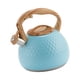 thumbnail image 1 of Hervidor de agua silbante de acero inoxidable con mango de madera, hervidor de té de 3L antiescaldado para preparación de café doméstico Azul BLESIY tetera silbante, 1 of 7