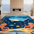 thumbnail image 2 of Design&I 8'x10' Ultra Soft Area Rug, Classroom Ocean Under Whale Octopus Starfish Animals Themed Creature None Fluffy Washable Non Shedding for Bedroom Living Room Under Sectional, 2 of 7