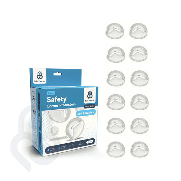 Baby Proof Me Large Edge and Corner Protectors for Furniture, Corner Guards for Baby Proofing, Clear, 12 Pack