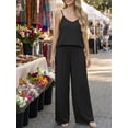 thumbnail image 3 of Cueply Lounge Sets for Women Summer 2 Piece Outfits Casual Tops Elastic Wide Leg Pants with Pockets, 3 of 9