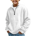 thumbnail image 4 of mgoYE Boys Quarter Zip Pullover Long Sleeve Corduroy Shirts Oversized Sweatshirts Kids Preppy Clothes Teens Hoodie(White,11-12 Years), 4 of 4