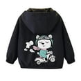 thumbnail image 6 of SERTG Children Casual Light Jacket Spring Fall Long Sleeves Hooded Solid Color Zipper Tops with Cute Printing for Kids 3-16 Years (Black#1,10 Years), 6 of 7