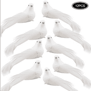 12Pcs White Christmas Bird Ornaments Holiday Birds with Clips Winter Doves Christmas Tree Bird Ornament Decorations