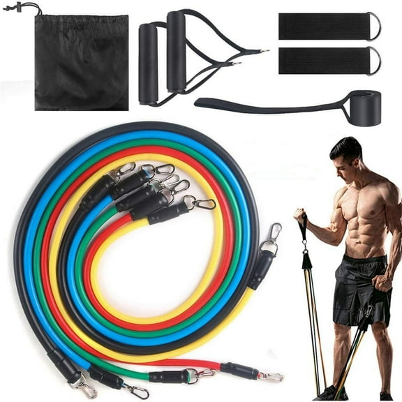 Fitness Dreamer 11 Piece Set Multifunction Resistance Bands with Handles, Door Anchor, Pull rope, Tension Band Muscle Training Home Rally Belt, Fitness Equipment TPE Rally Kit Workout Bands for Total Body Exercise