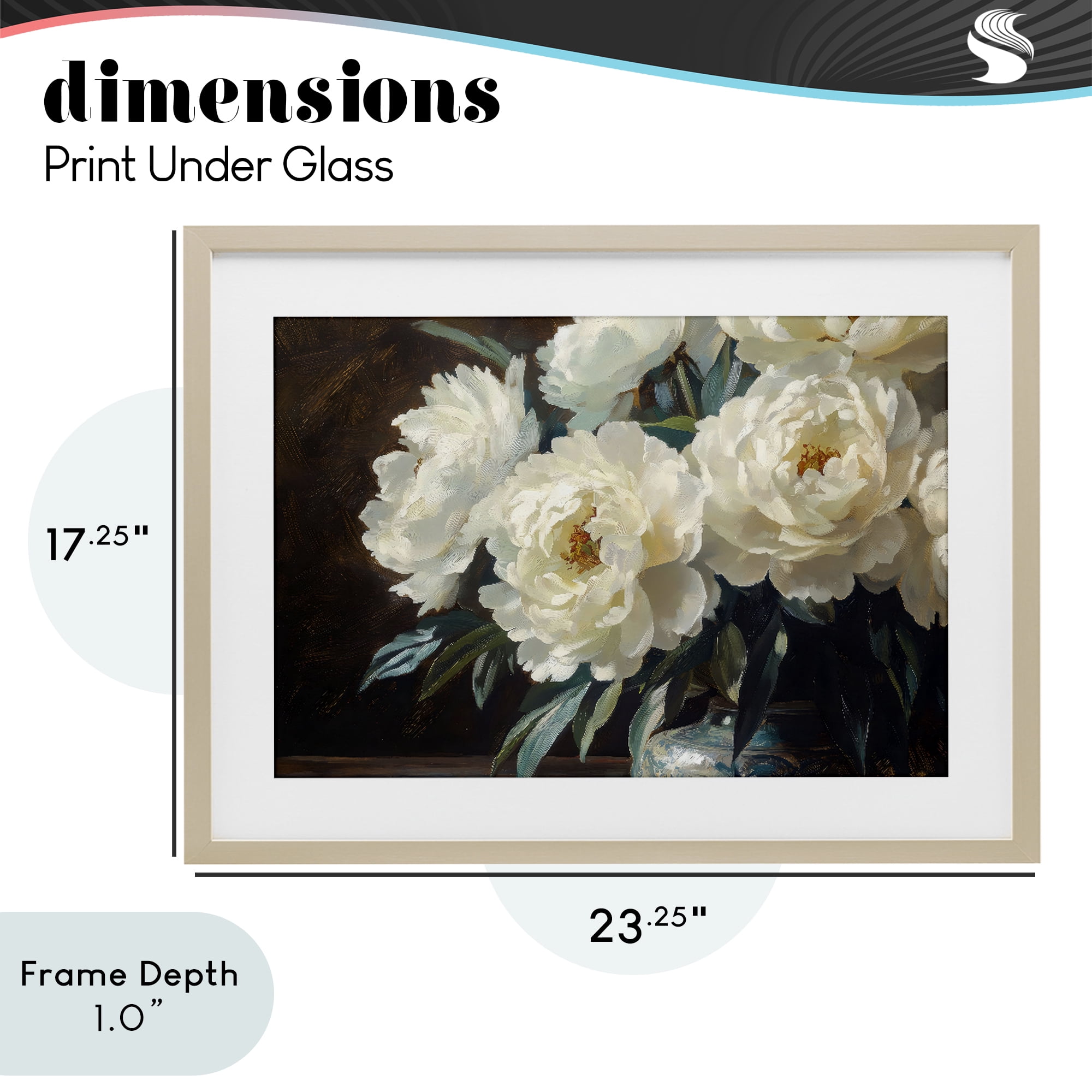 Stupell Industries Large Moody White Floral Birch Framed Print Under Glass, design by Petal Prints Design