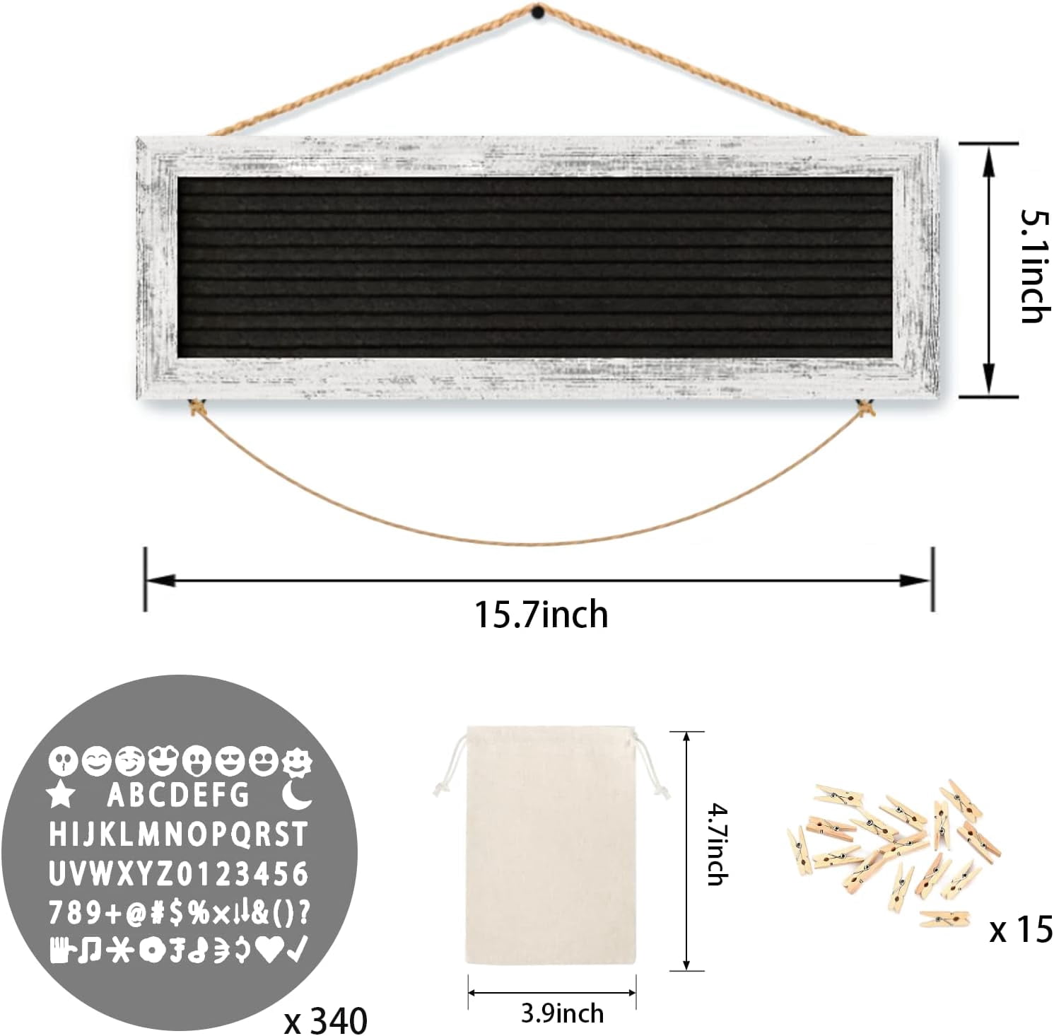 Hanging Photo Display Multiple Polaroid Picture Frames Collage Wall Decor, Felt Letter Board with 340 Letters and 15 Clips, DIY Cards Holder Frame Collage Set for Christmas Holiday Birthday Gi