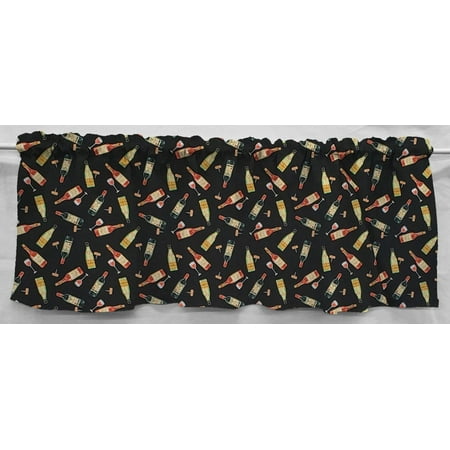 

Beer or Wine Curtain Panels by Penny s Needful Things (Set of 2) 24 Inch Long UNLINED (Bottles & Corkscrews)