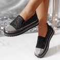 thumbnail image 4 of Women's Fashion Rhinestone Slip On Sneakers Comfortable Non Slip Walking Shoes Glitter Platform Loafers Black Size 9.5, 4 of 7