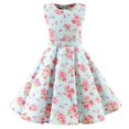 thumbnail image 1 of Polka Dot Vintage Enfants des Années 1950 Swing Robe Fleur Floral Midi Robe Coton Robe d'Été Bébé Fille, 1 of 6