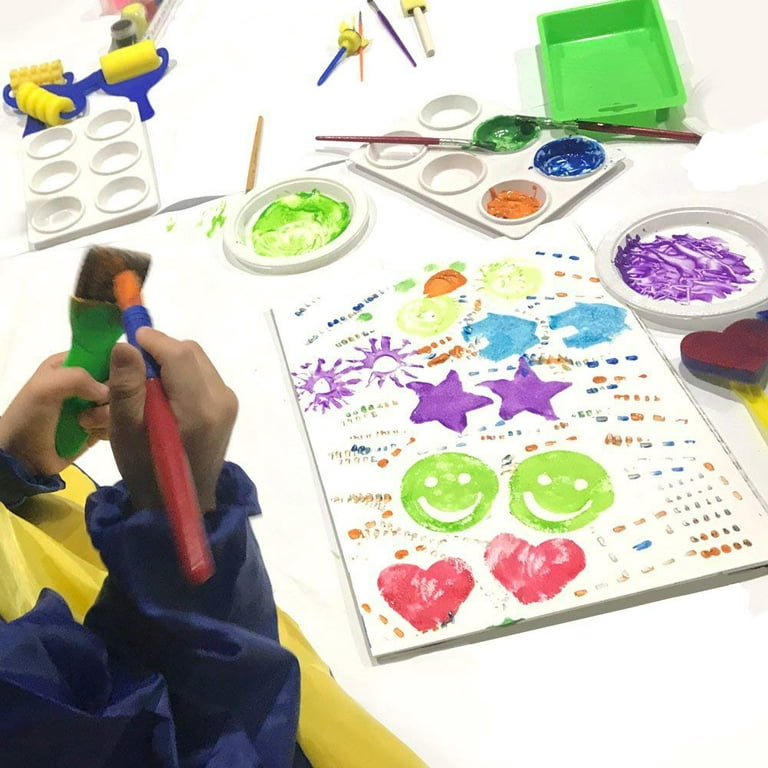 36-Piece Kids Artist Set-Paint Sponge Paint Brush Foam Brayer and Artist Apron for Kids Toddler Art Creativity Craft DIY Project Learning Drawing
