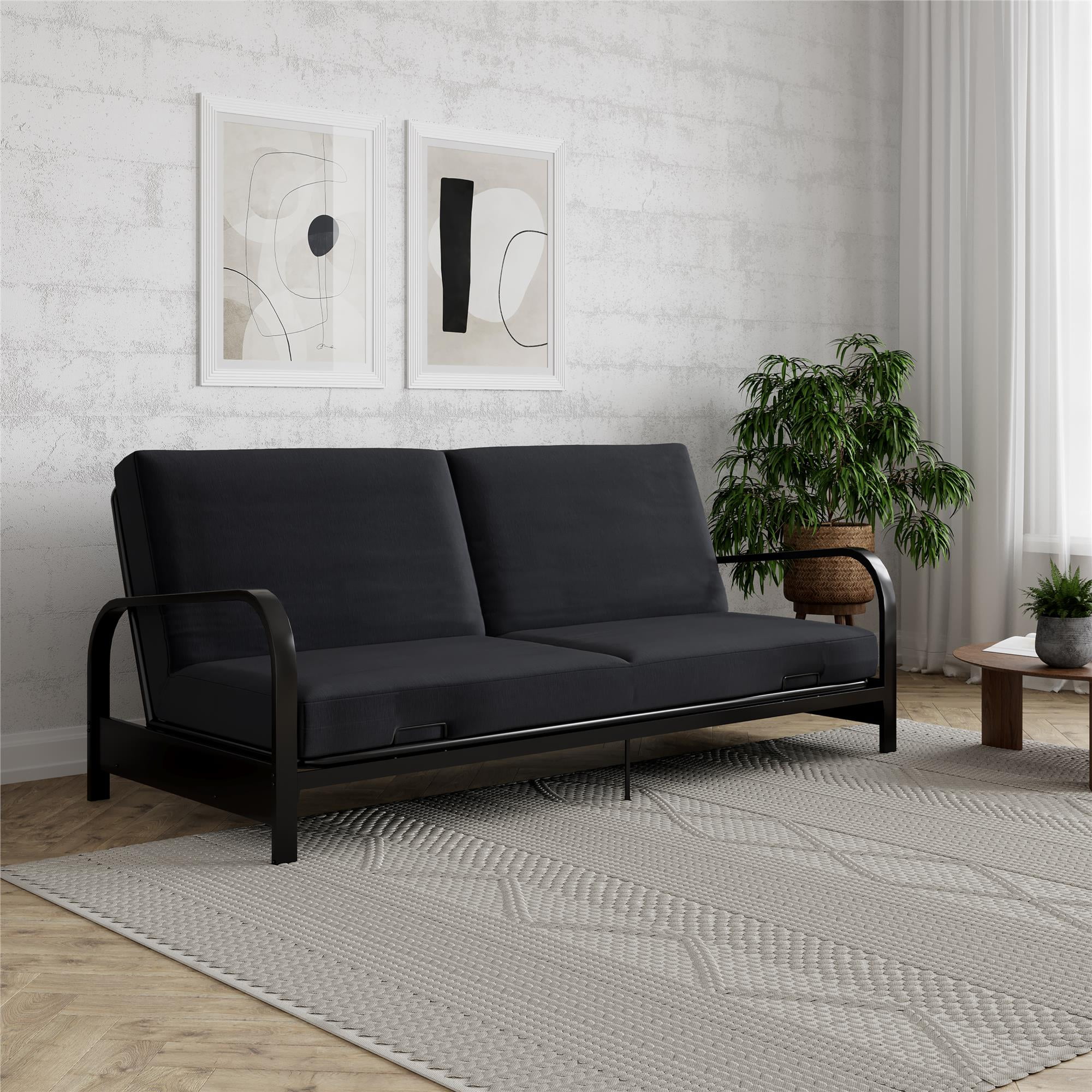 Mainstays metal arm futon black metal frame deals
