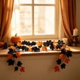 thumbnail image 7 of Kdkad Halloween Black Maple Leaf Vines, Artificial Fall Garland, Flexible Foliage Hanging Vines, Halloween Decorations for Porch, Fireplace, Railing, Table, Halloween Party Decor, 39In, 7 of 7