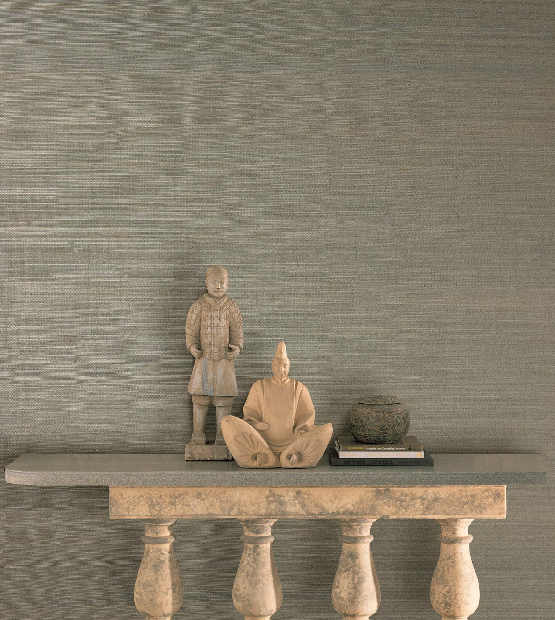 Kenneth James Manos Teal Grasscloth Wallpaper, 36-in by 24-ft, 72 sq. ft