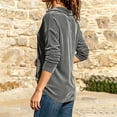 thumbnail image 7 of thefmos Women's V Neck Collared Long Sleeve Velvet Blouse Loose Fit Solid Color Casual Top Fashion Fall Winter Outfit, Gray S, 7 of 7