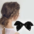 thumbnail image 2 of Unique Bargains 1 Pc Elegant Rhinestone Velour Bow Hair Clips Black, 2 of 5