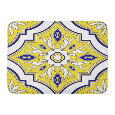 Spanish Rug GODPOK Blue Mexican Flower Ornaments Portuguese Azulejo Puebla Talavera Spanish Italian Majolica Tiled Rug Doormat Bath Mat 23.6x15.7 inch ()