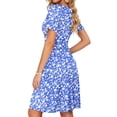 thumbnail image 4 of TARAINYA Women Summer Short Sleeve Empire Waist Dresses A-Line Floral Print Midi Dress Pleated Loose Fit Swing Sundress with Pockets, 4 of 7