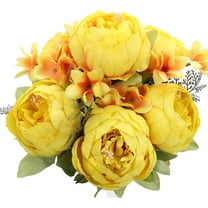 1pc Yellow Artificial Peony Vintage Peonies Flowers Hydrangeas For Bridal Wedding Bouquet Floral Table Centerpiece Arrangement Decoration Home Kitchen Office Garden Party Christmas Holiday Decor