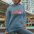 thumbnail image 2 of Distressed Not Today Cupid - Anti Valentines Day Art Merch Gift, Light Blue Hooded Sweatshirt or Hoodie, XL, 2 of 5