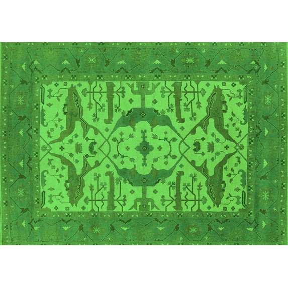 Ahgly Company Indoor Rectangle Oriental Green Industrial Area Rugs, 2' x 4'