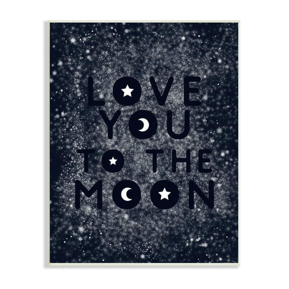 Stupell Industries Love You To Moon Starry Night Sky Typography Outer Space Painting Unframed Art Print Wall Art, 10 x 15