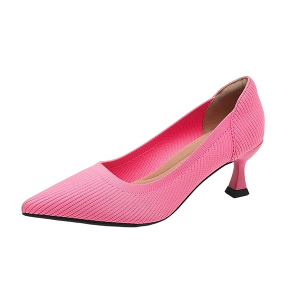 Wensltd Womens Heel Shoes Solid Color Pointed Toe Trendy Party Wedding High Heels Shallow Mouth
